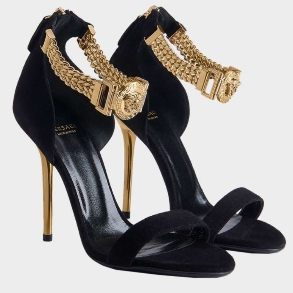 Versace Medusa Gold Chain Strap Heels Authentic Versace Shoes, Sandals , Heels